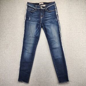 Judy Blue Skinny Jeans Womens 9/29 Fringe Trim Dark Wash Stretch Frayed Raw Hem‎